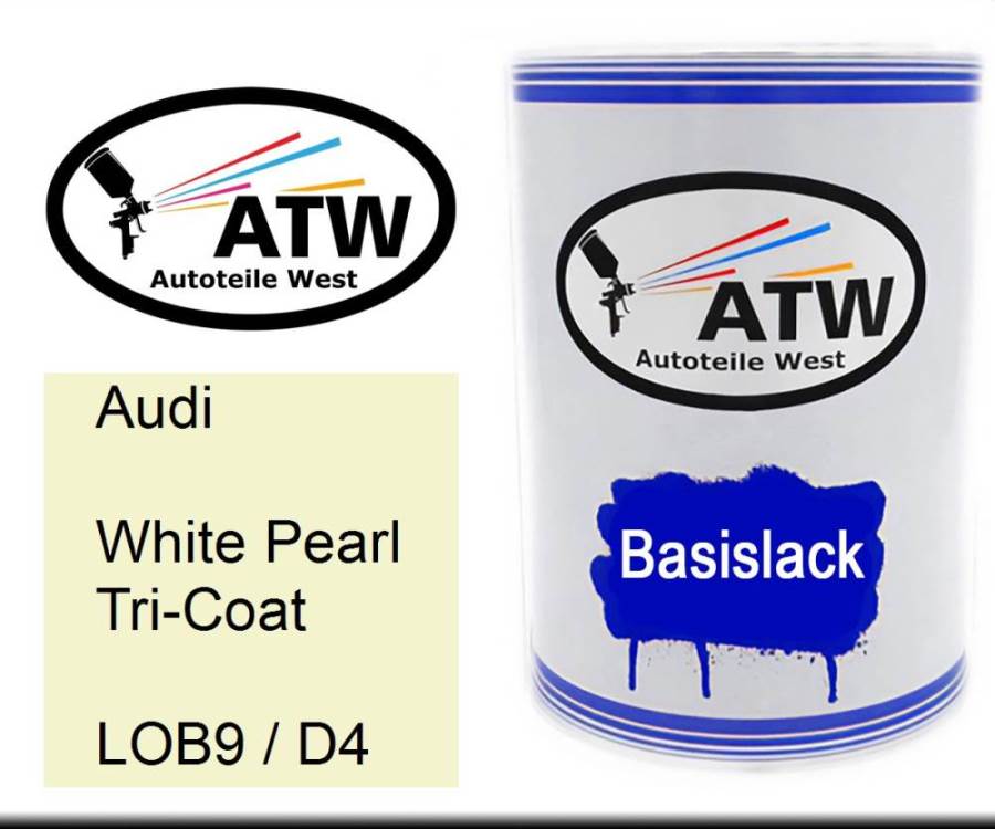 Audi, White Pearl Tricoat, LOB9 / D4: 500ml Lackdose, von ATW Autoteile West.